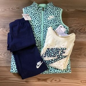 Nike Mint Leopard Vest, Navy Pants & Cream Logo Tee Size 6X(NWT) ~PRICE IS FIRM~